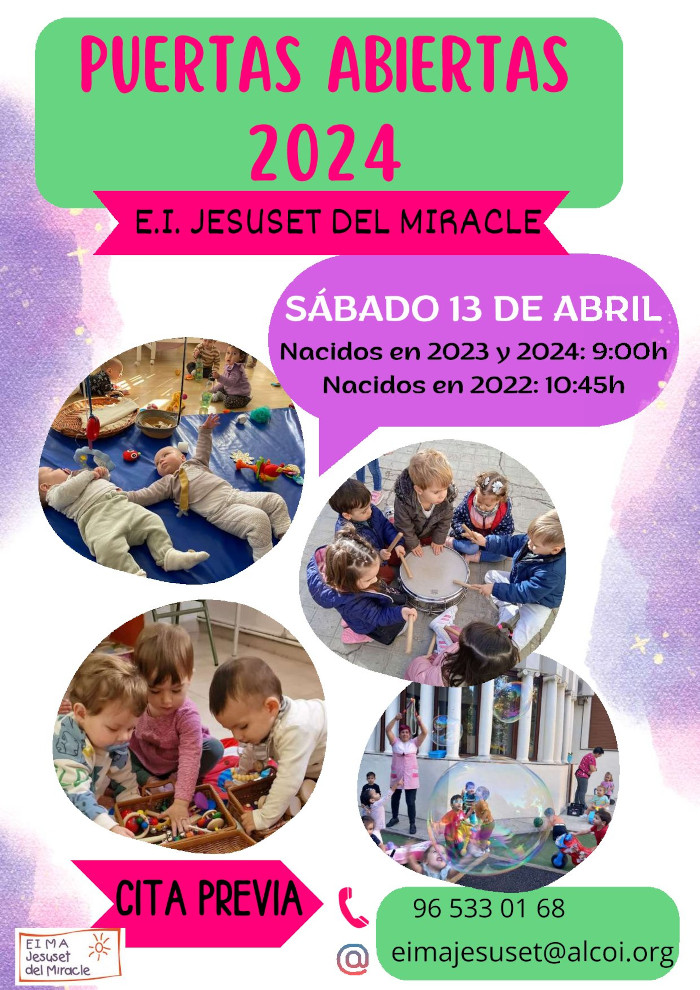 Cartel puertas abiertas Escuela infantil municipal Jesuset del Miracle 2024
