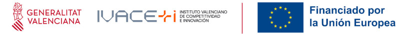 Logos Generalitat Valenciana, IVACE +i Instituto Valenciano de Competitividad e Innovación, Financiado por la Unión Europea