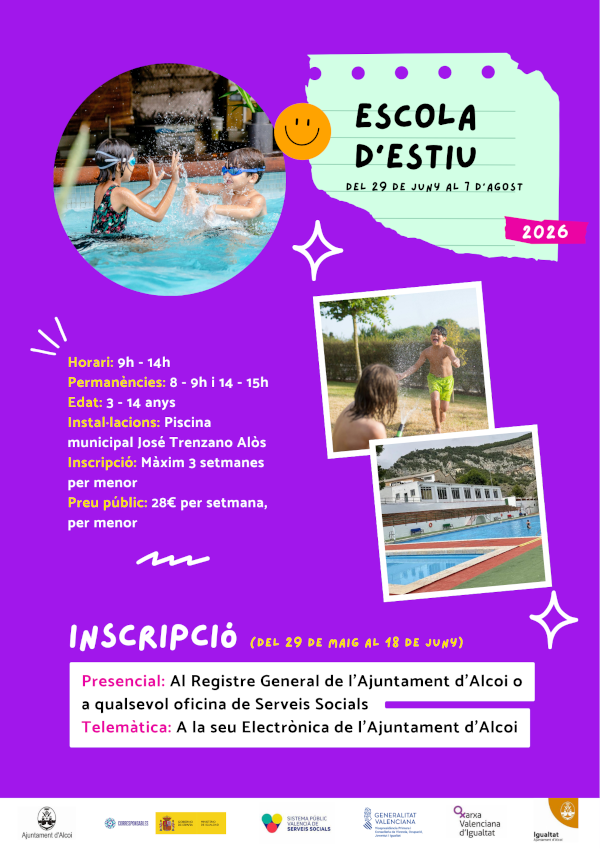 Cartell Escola municipal estiu Alcoi 2026