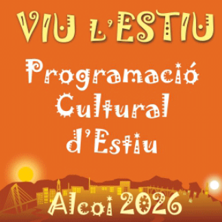Cartel Viu l'estiu. Programación cultural de verano. Alcoy 2026.