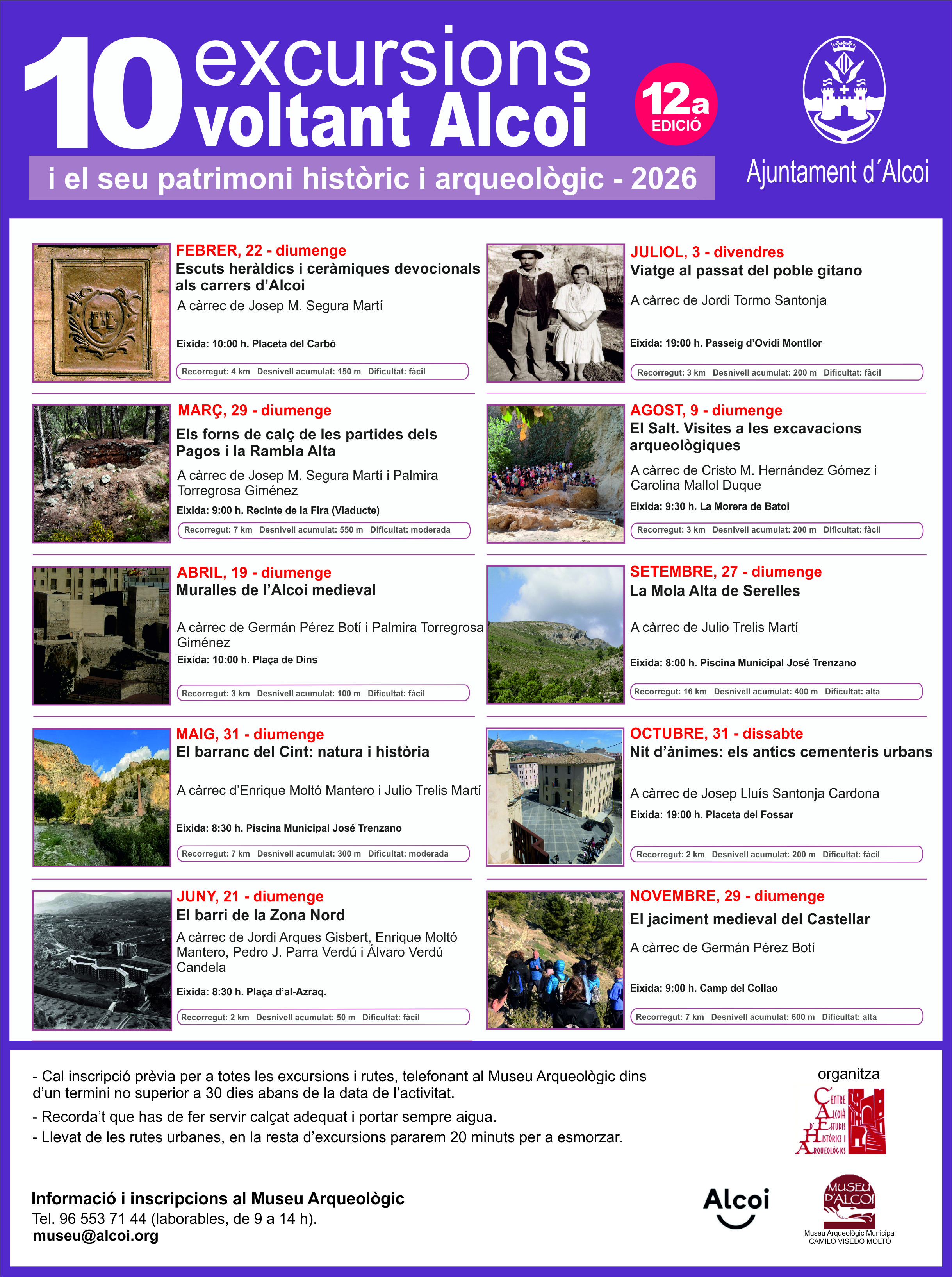 Cartell 10 excursions voltant Alcoi 2026