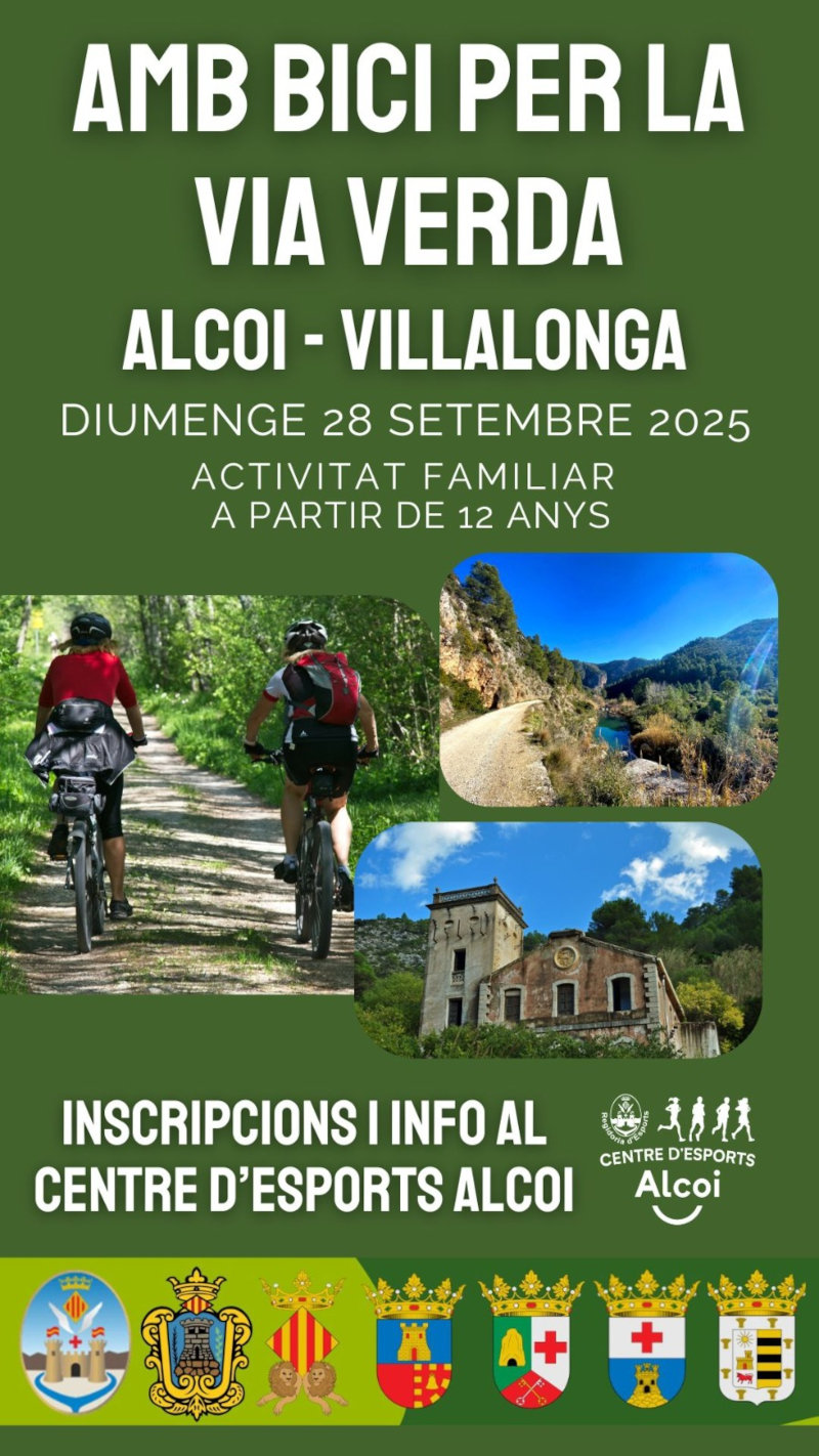 Cartel Con bici por la Via Verde