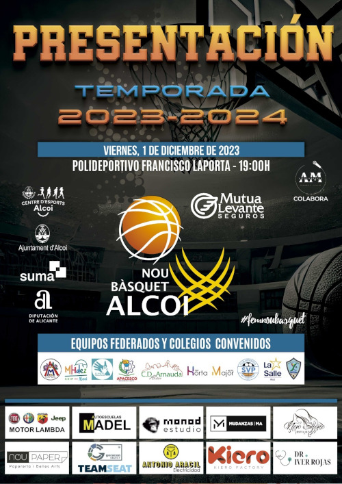 Cartel Presentación Temporada 2023/2024 Nou Basquet Alcoi