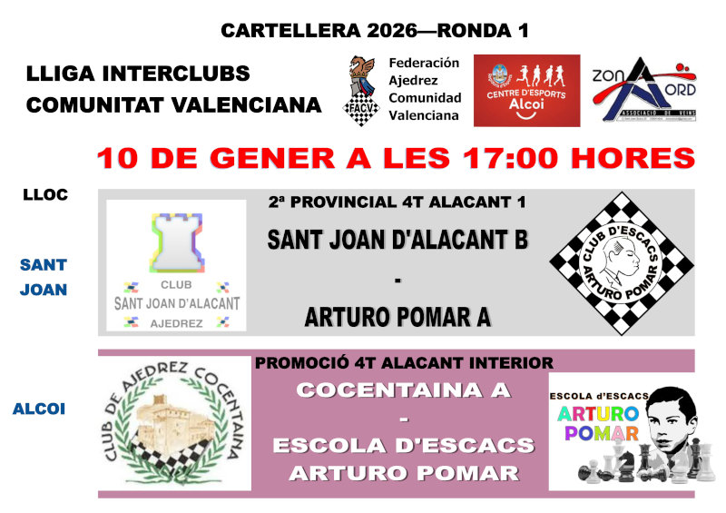 Cartell Ronda 1 Lliga Escacs
