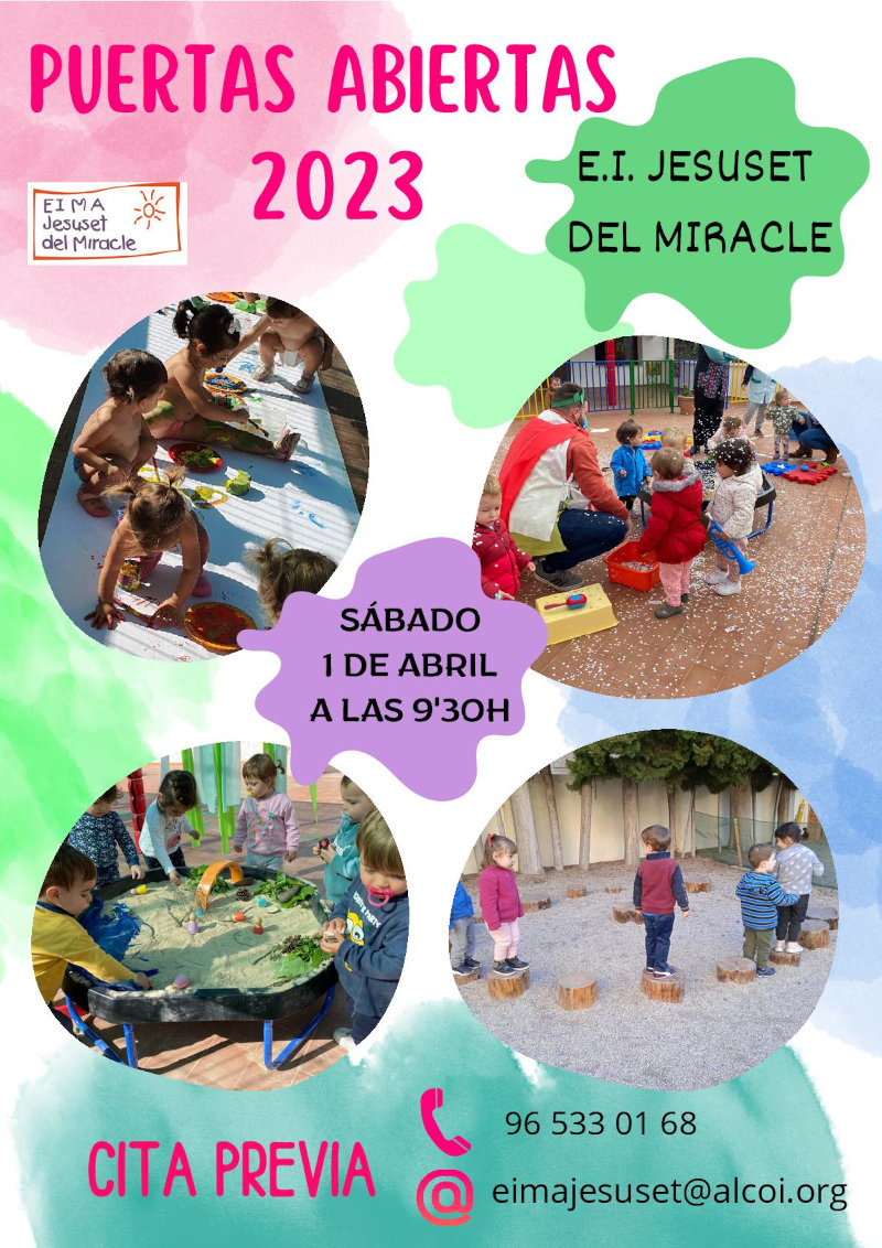 Cartel puertas abiertas escuela infantil municipal Jesuset del Miracle 2023