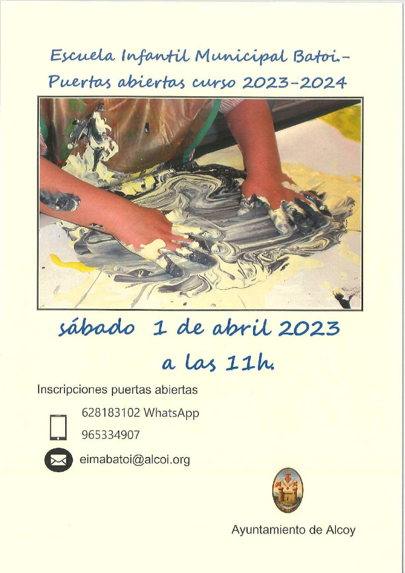 Cartel puertas abiertas Escuela infantil municipal Batoi 2023