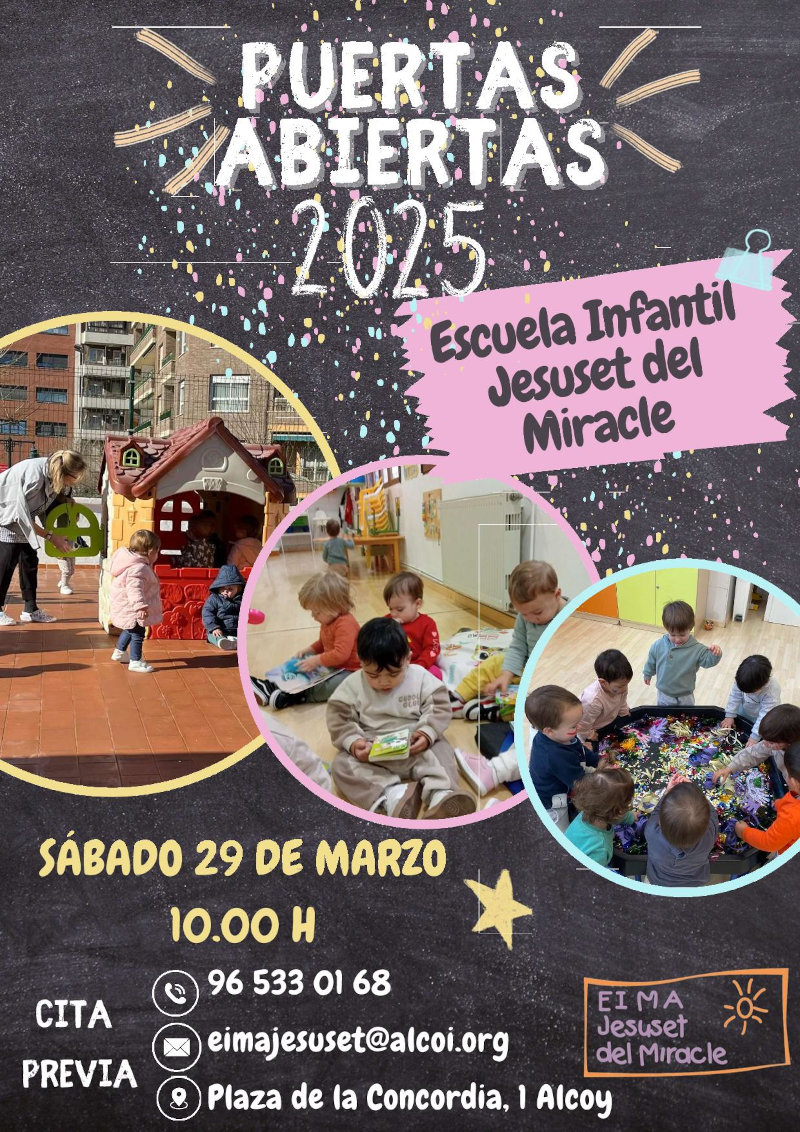 Cartel puertas abiertas Escuela infantil municipal Jesuset del Miracle 2025