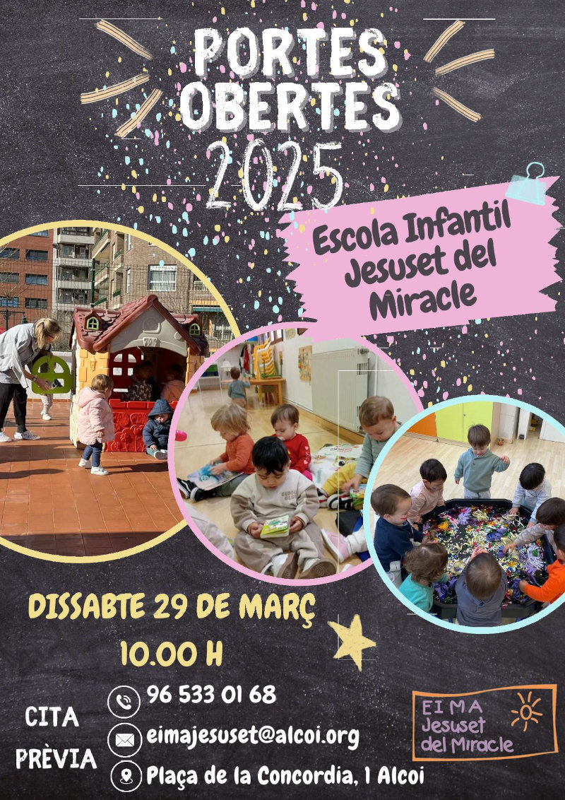 Cartell portes obertes Escola infantil municipal Jesuset del Miracle 2025