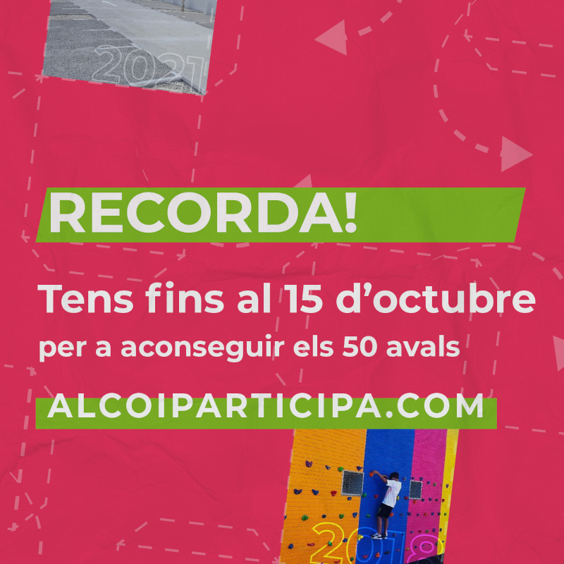 Cartel recordatorio de la recogida de avales: Hasta el 15 de octubre para conseguir los 50 avales