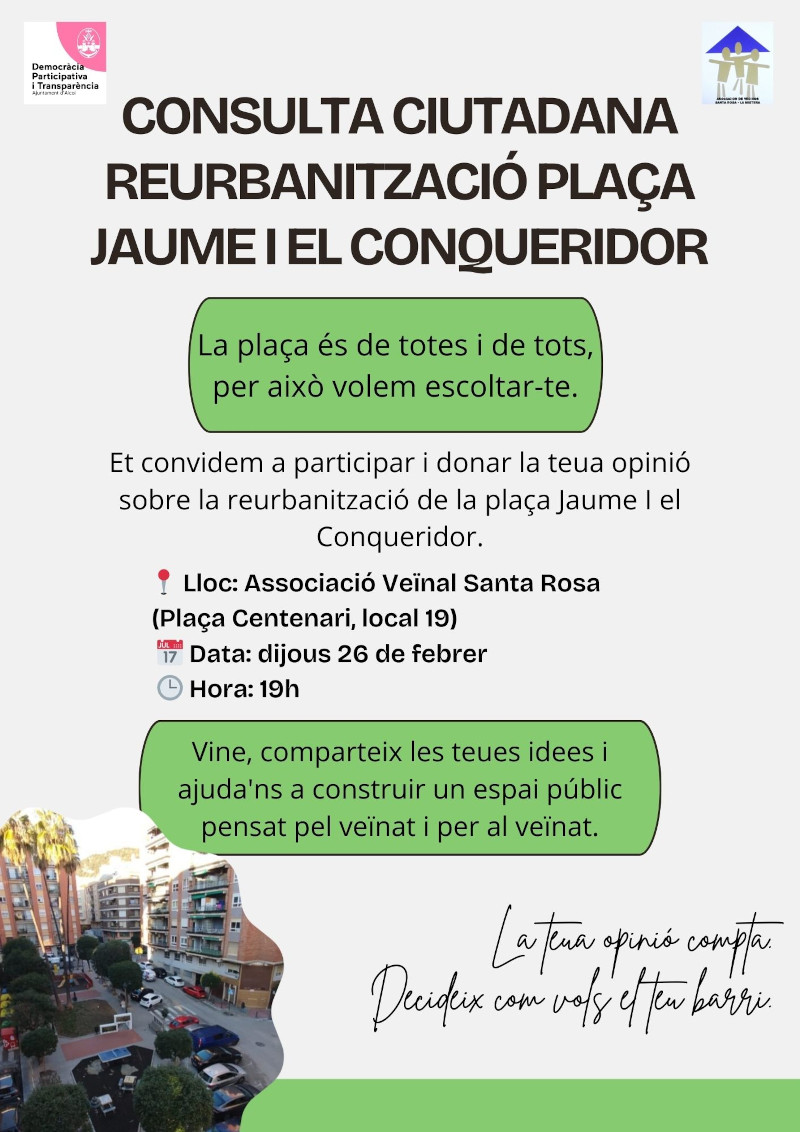Consulta ciutadana Plaça Jaime I el Conqueridor