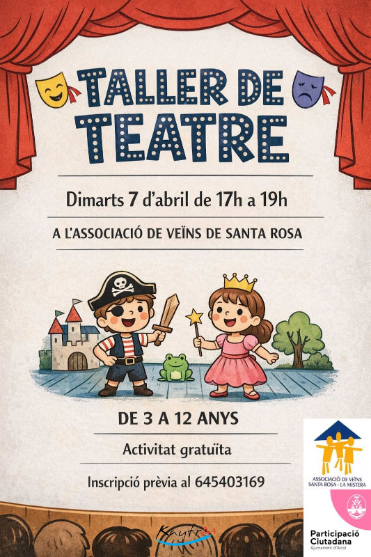 Cartel Taller de teatro 07.04.26