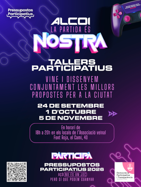 Cartell Tallers Participatius. 24 de setembre, 1 d'octubre, 5 de novembre.