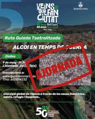 Cartel Ruta guiada Alcoi en Tiempos de Guerra - Aplazada