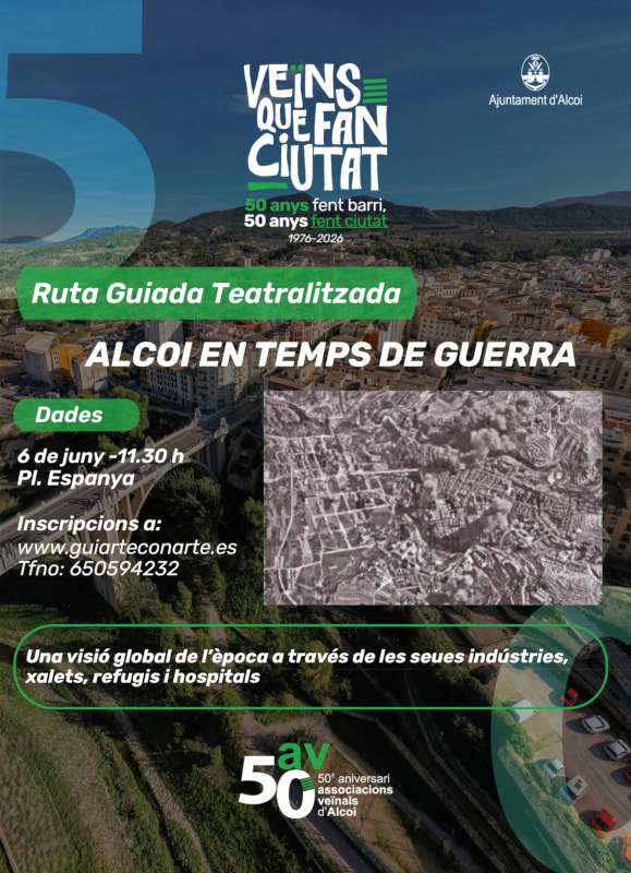 Cartell Ruta guiada Alcoi en temps de guerra