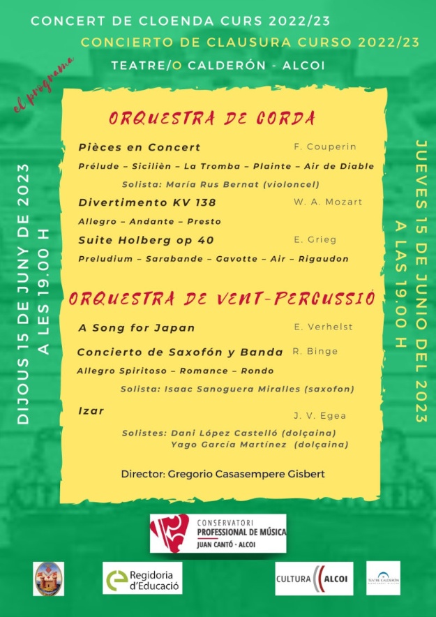 Cartel del Concierto del Conservatorio 2023