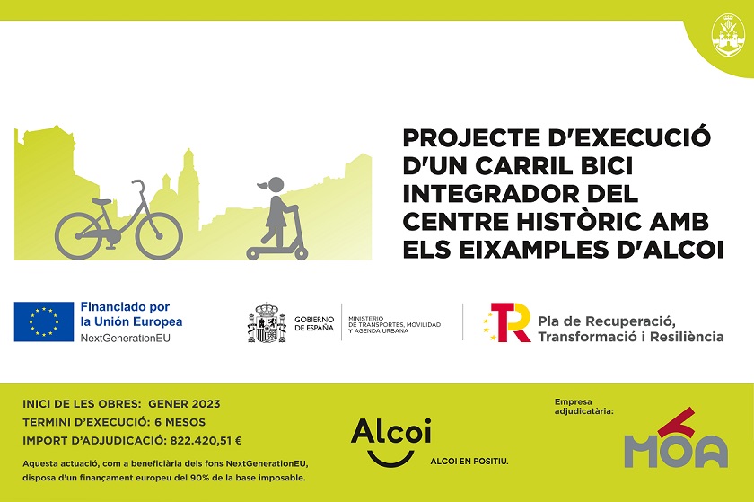 Cartell obres carril bici Centre - Zona Nord