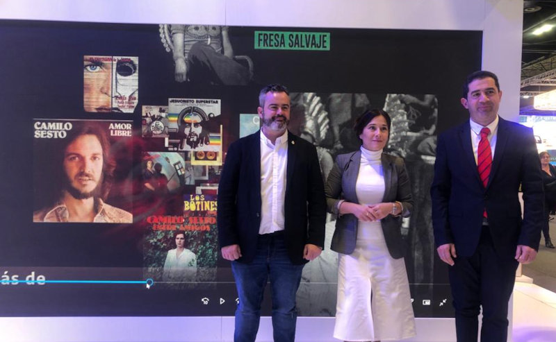 Toni Francés, Raül Llopis y Lorena Zamorano en la presentación en Fitur del Museo de Camilo Sesto