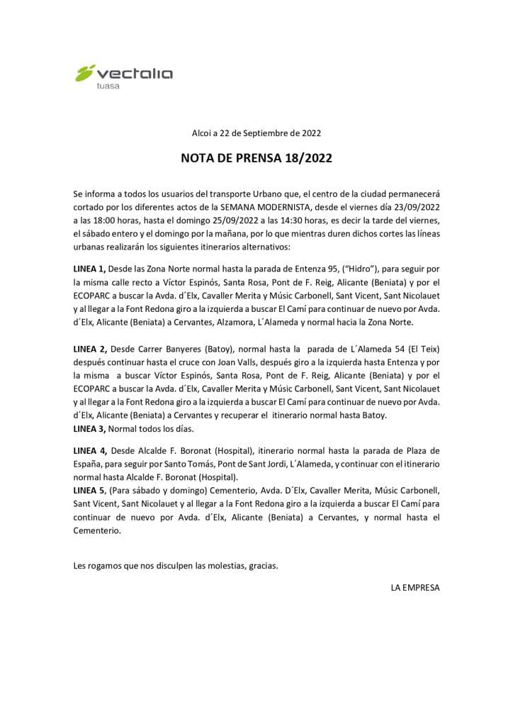 Nota de prensa de Vectalia