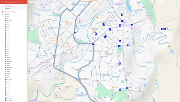 Plano de los aseos durante las fiestas que se puede consultar en el blog