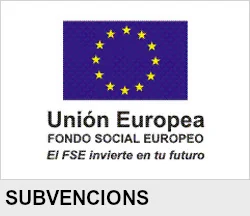 Bàner Unió Europea. Fons Social Europeu. El FSE inverteix en el teu futur. Subvencions