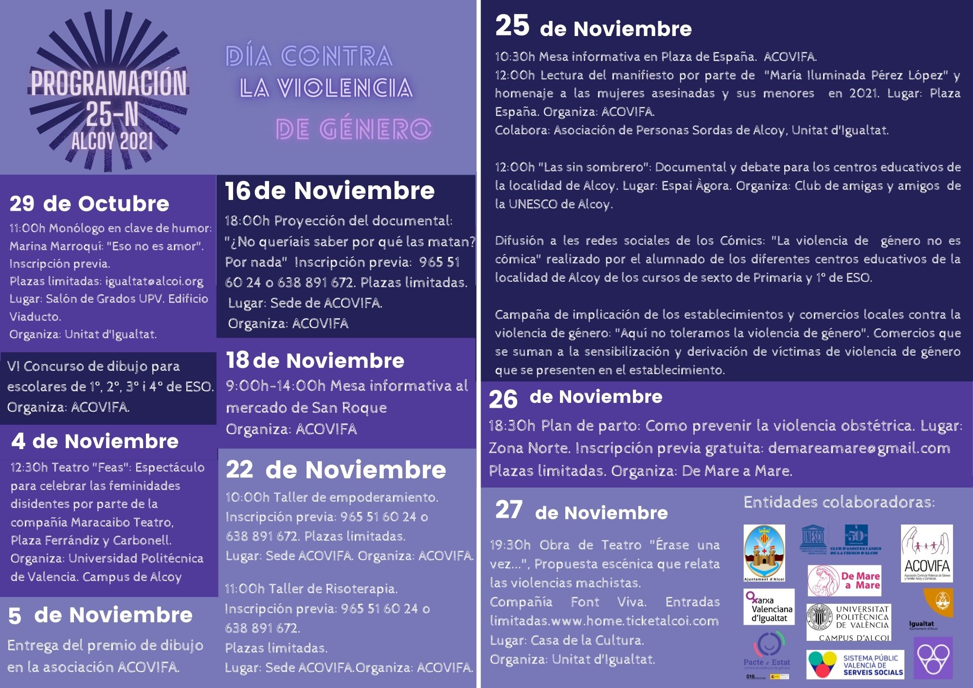 Programación 25-N 2021(descripción detallada a continuación)