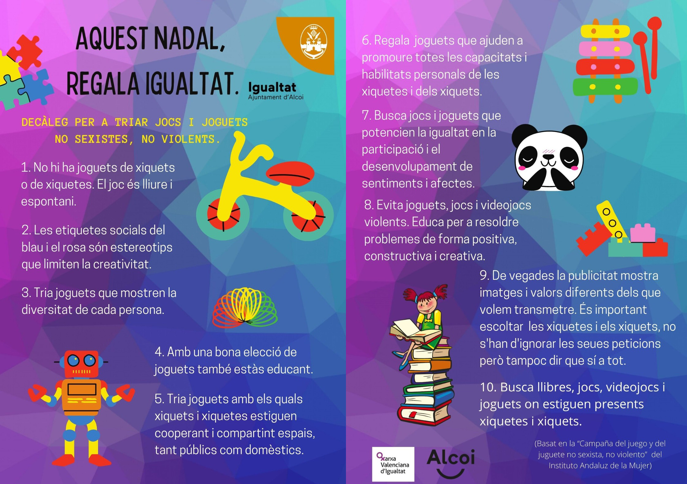 Díptico del decálogo Joguetes no Sexistas|Díptic decàleg Joguets No Sexistes Díptico del decálogo Joguetes no Sexistas|Díptic decàleg Joguets No Sexistes