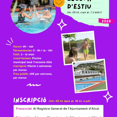 Cartell Escola municipal estiu Alcoi 2026
