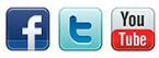 Logos: Facebook, Twitter, Youtube