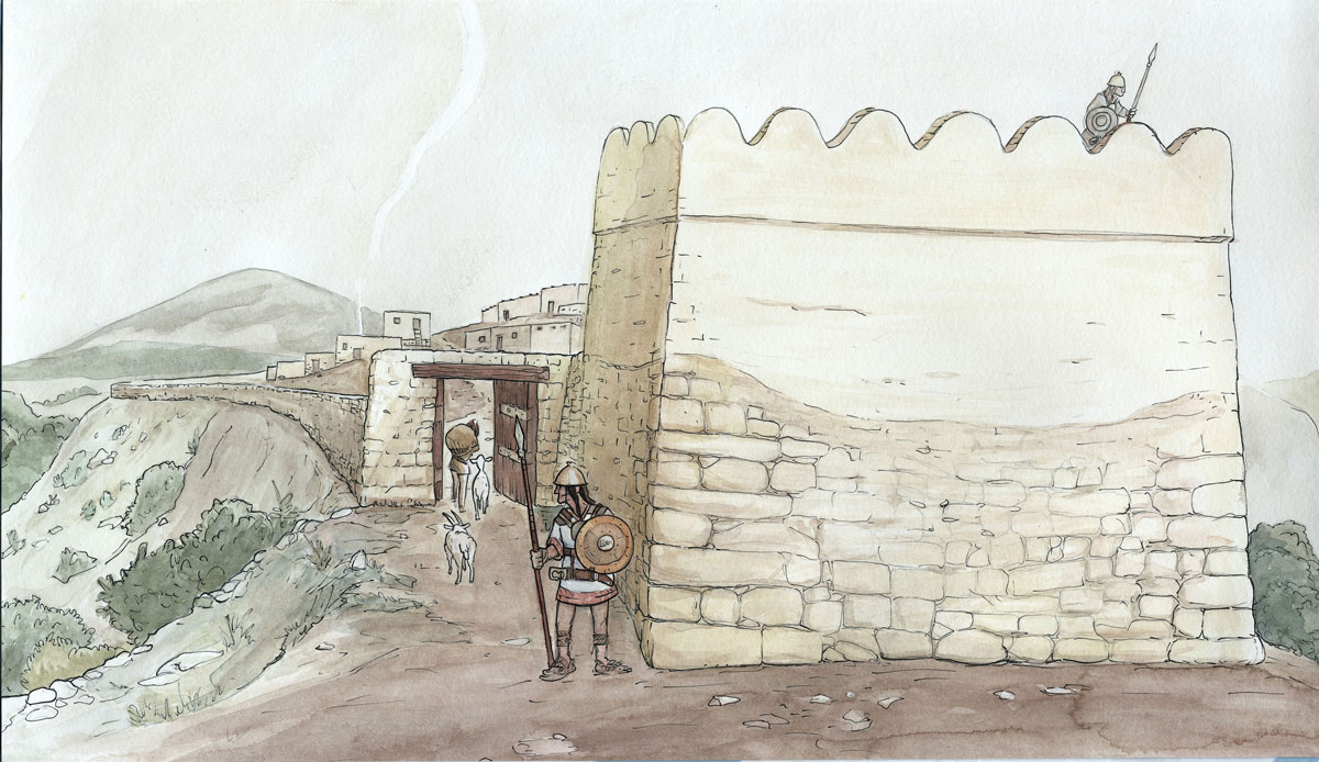 El Puig (Alcoy). Recreación hipotética de la torre de entrada al poblado