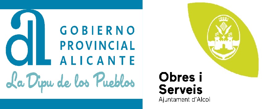 Logo Gobierno Provincial de Alicante,La Dipu de los Pueblos - Logo Obres i Serveis, Ajuntament d'Alcoi