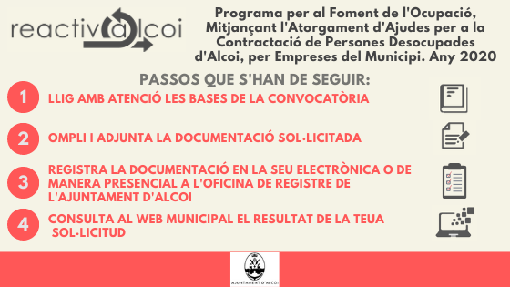 Banner Foment Ocupación REACTIVA ALCOI 2020 VLC Banner Foment Ocupación REACTIVA ALCOI 2020 VLC