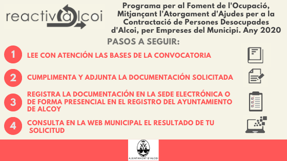 Banner Fomento Ocupación REACTIVA ALCOI 2020 CST Banner Fomento Ocupación REACTIVA ALCOI 2020 CST