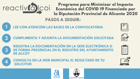Banner Programa de Ayudas Extraordinárias Dipu REACTIVA ALCOI 2020 CST Banner Programa de Ayudas Extraordinárias Dipu REACTIVA ALCOI 2020 CST