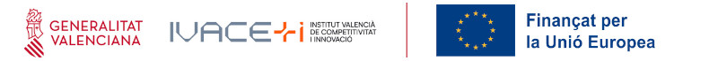 Logos Generalitat Valenciana, IVACE +i Institut Valencià de Competitivitat i Innovació, Finançat per la Unió Europea