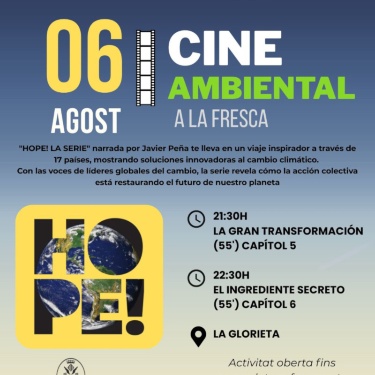 Cartell cine ambiental 6 d'agost explicació detallada en notícia
