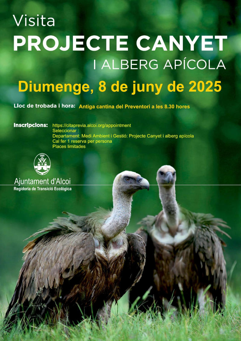 Cartel visita guiada proyecto Canyet y albergue apícola explicación detallada en la noticia | Cartell visita projecte Canyet i alberg apícola explicació detallada en la noticia