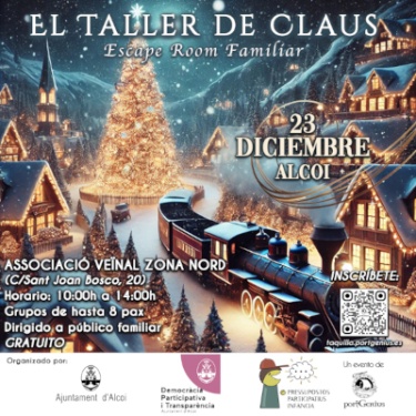 Cartel Escape room familiar - El taller de Claus