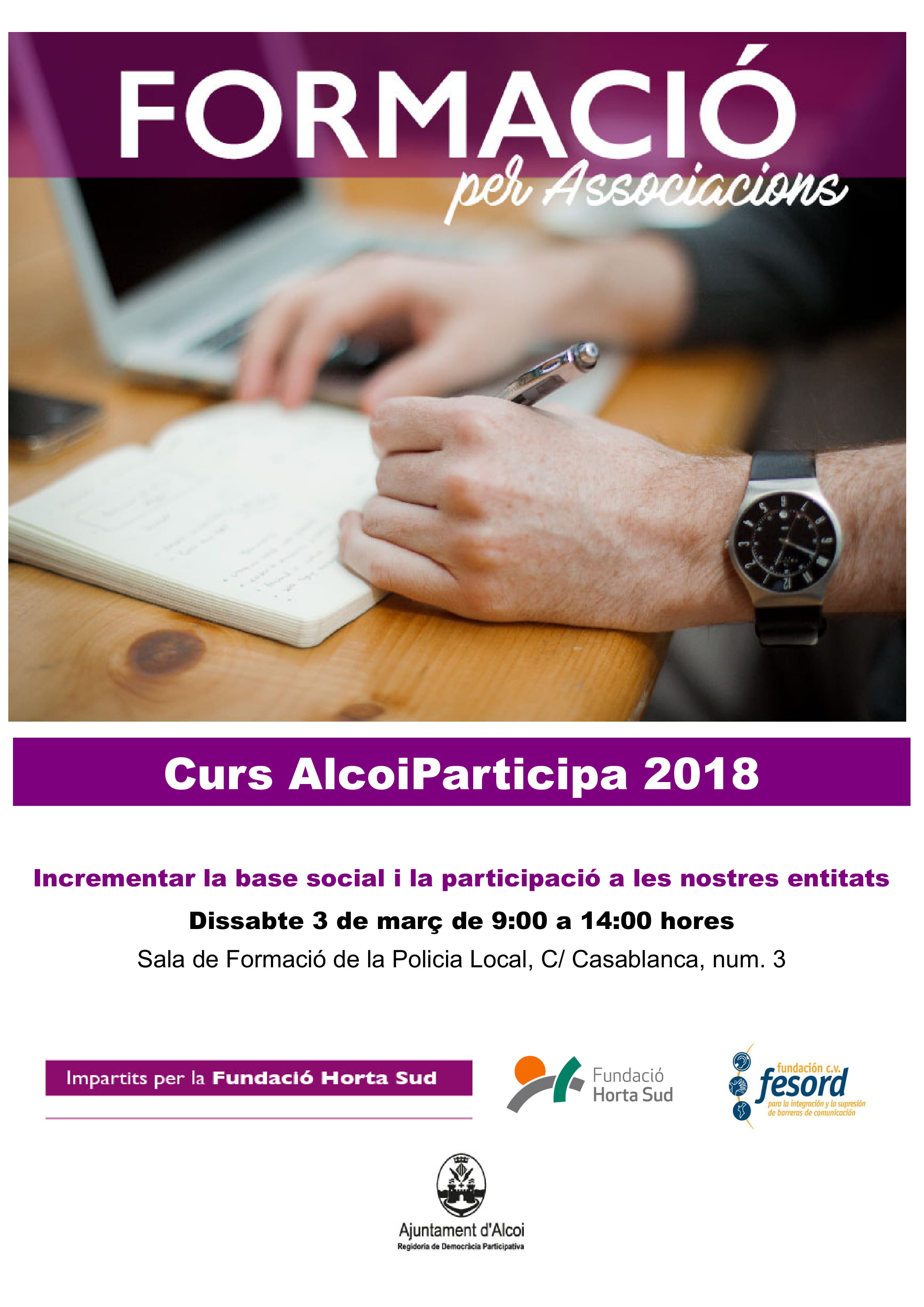 Cursos AlcoiParticipa 2018 para Asociaciones (descripción detallada a continuación).