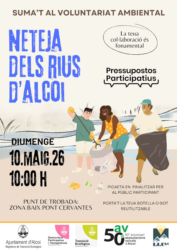 Cartel actividad limpieza de los ríos de Alcoy|Cartell activitat neteja dels rius d’Alcoi Cartel actividad limpieza de los ríos de Alcoy|Cartell activitat neteja dels rius d’Alcoi