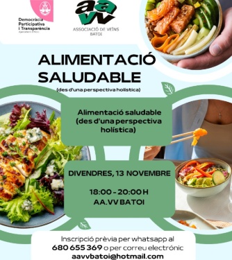 Cartell taller alimentació saludable en AV Batoi