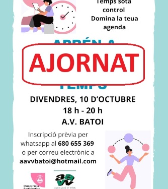Taller Aprén a gestionar el teu temps - Ajornat