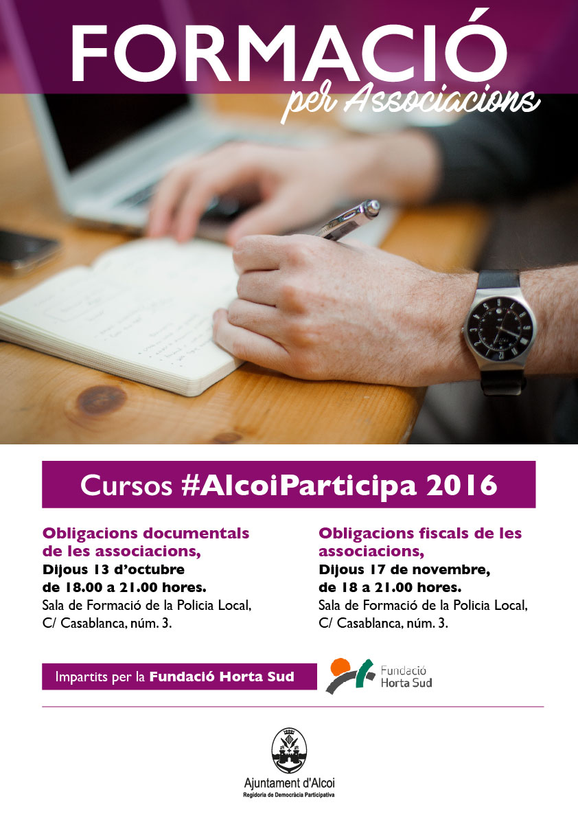Cursos AlcoiParticipa 2016 per a associacions (descripció detallada a continuació).