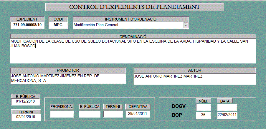 Ficha 82 Modificacion de la clase de uso de suelo dotacional en esquina Av. Hispanidad y c. San Juan Bosco (descripción detalla a continuación)