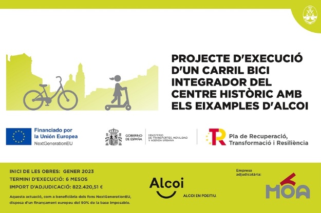 Cartel obras carril bici Centro - Zona Norte