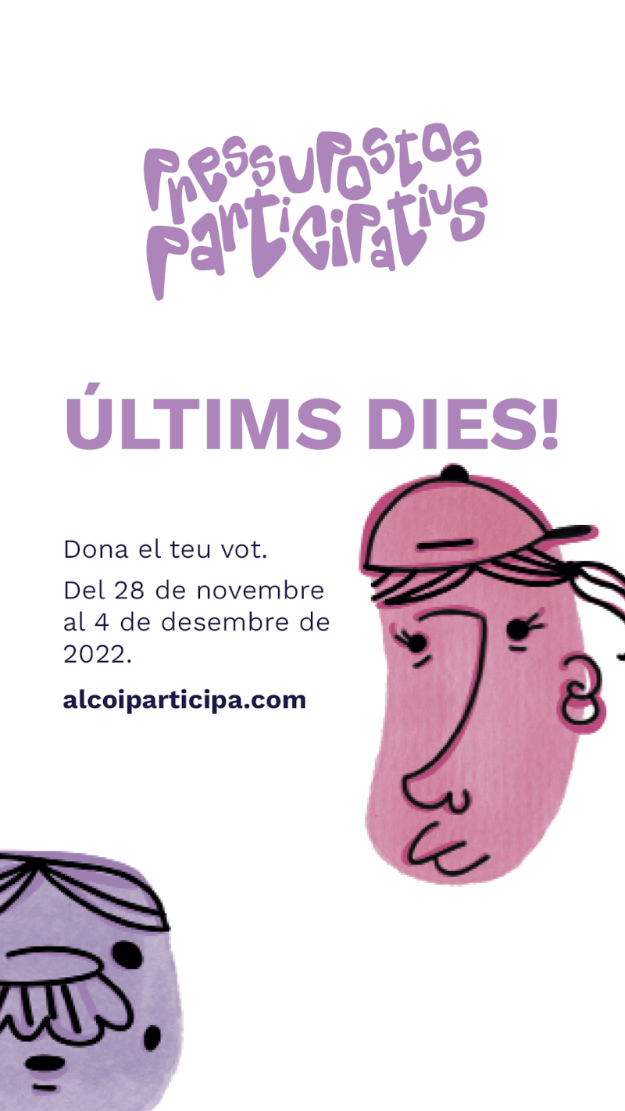 Cartel Presupuestos participativos: últimos días, Da tu voto. Del 28 de noviembre al 4 de diciembre de 2022