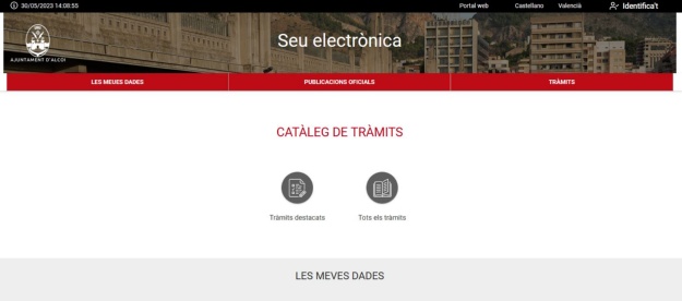 Portada de la seu electrònica de l'Ajuntament