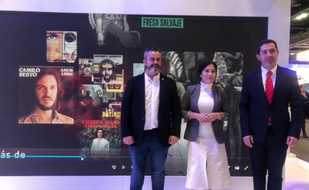 Toni Francés, Raül Llopis y Lorena Zamorano en la presentación en Fitur del Museo de Camilo Sesto