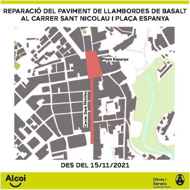Imagen que indica que la actuación será en Sant Nicolau y plaça d'Espanya