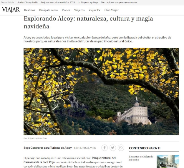 Captura de pantalla de l'article sobre Alcoi