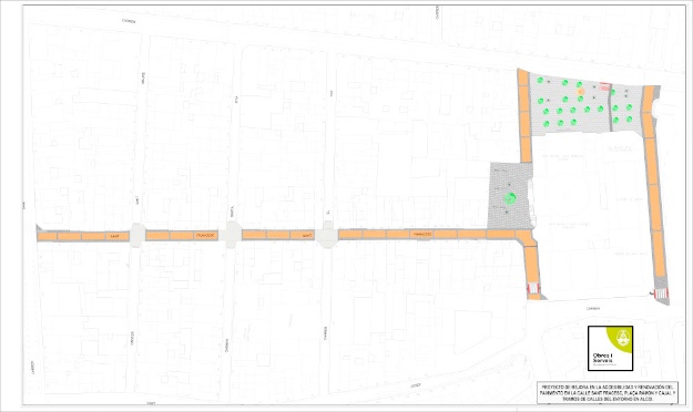Plano del proyecto modificado para reurbanizar la calle Sant Francesc